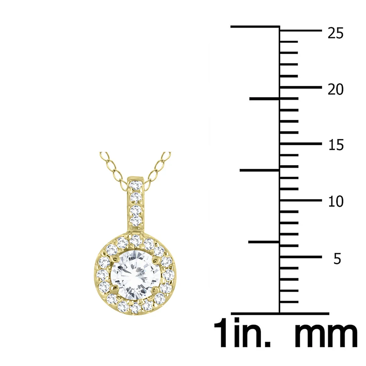 1/2 Carat Tw Halo Diamond Pendant In 10K Yellow Gold