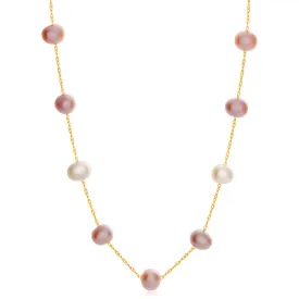 14ct Yellow Gold Mixed Colour Freshwater Pearl 45cm Necklace