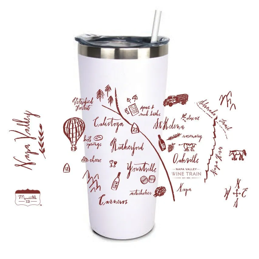 22 Oz. Stainless Insulated Tumbler XD Printed with a Customizable CALLIGRAPHY MAP Design