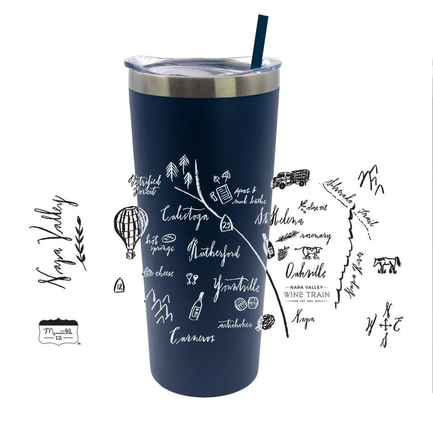 22 Oz. Stainless Insulated Tumbler XD Printed with a Customizable CALLIGRAPHY MAP Design