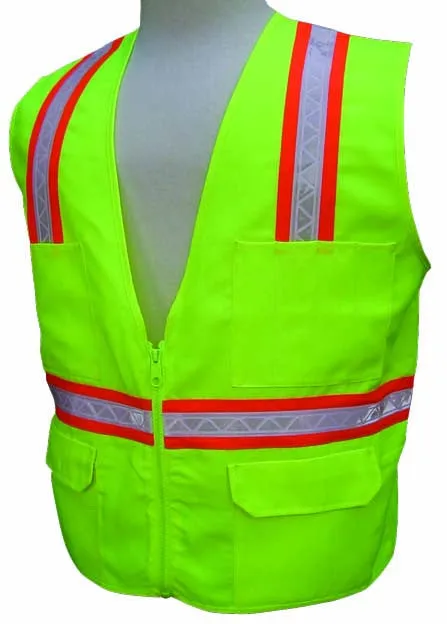 3A Safety - Multi-Pocket Surveyor's Safety Vest - Solid Front/Back Lime Color Size XXX-large