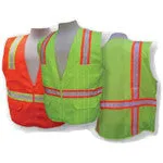 3A Safety - Multi-Pocket Surveyor's Safety Vest - Solid/Mesh Lime Color Size Large