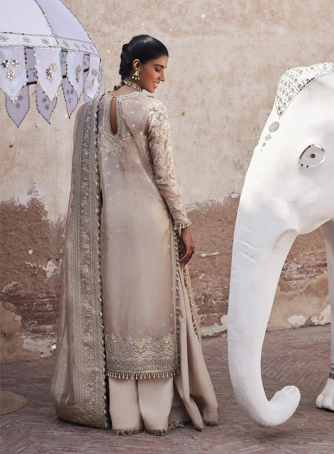 Afrozeh Embroidered Organza Zari Unstitched 3 Piece Suit - 04