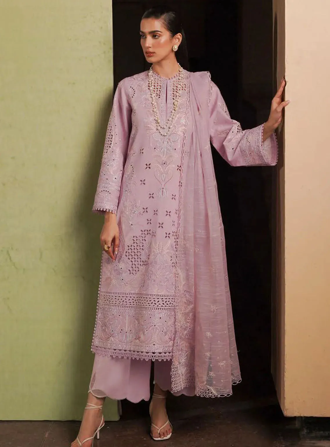 Afrozeh Festive Chikankari Lawn 3 Piece Unstitched Suit AF24CL THISTLE