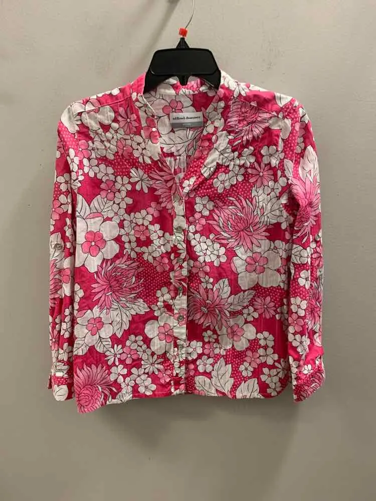 ALFRED DUNNER Tops Size 8 HT PINK/WHT Floral LONG SLEEVES TOP