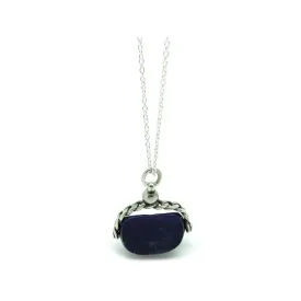 Antique Victorian Lapis Lazuli Silver Fob Gemstone Necklace