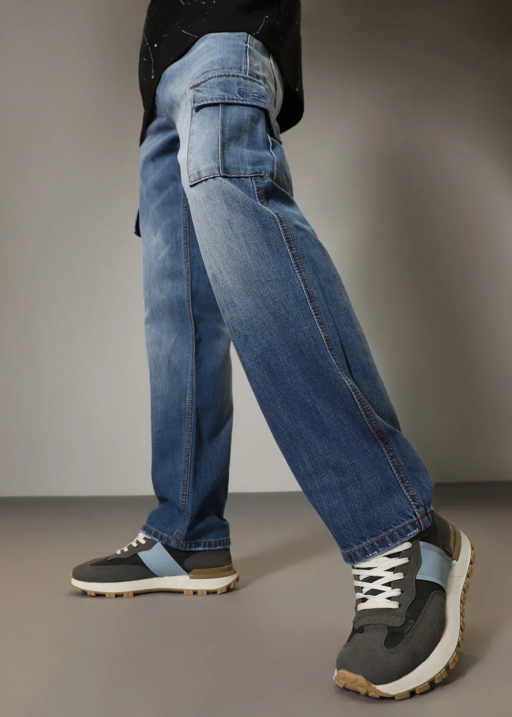 Aqua Blue Baggy fit Jeans