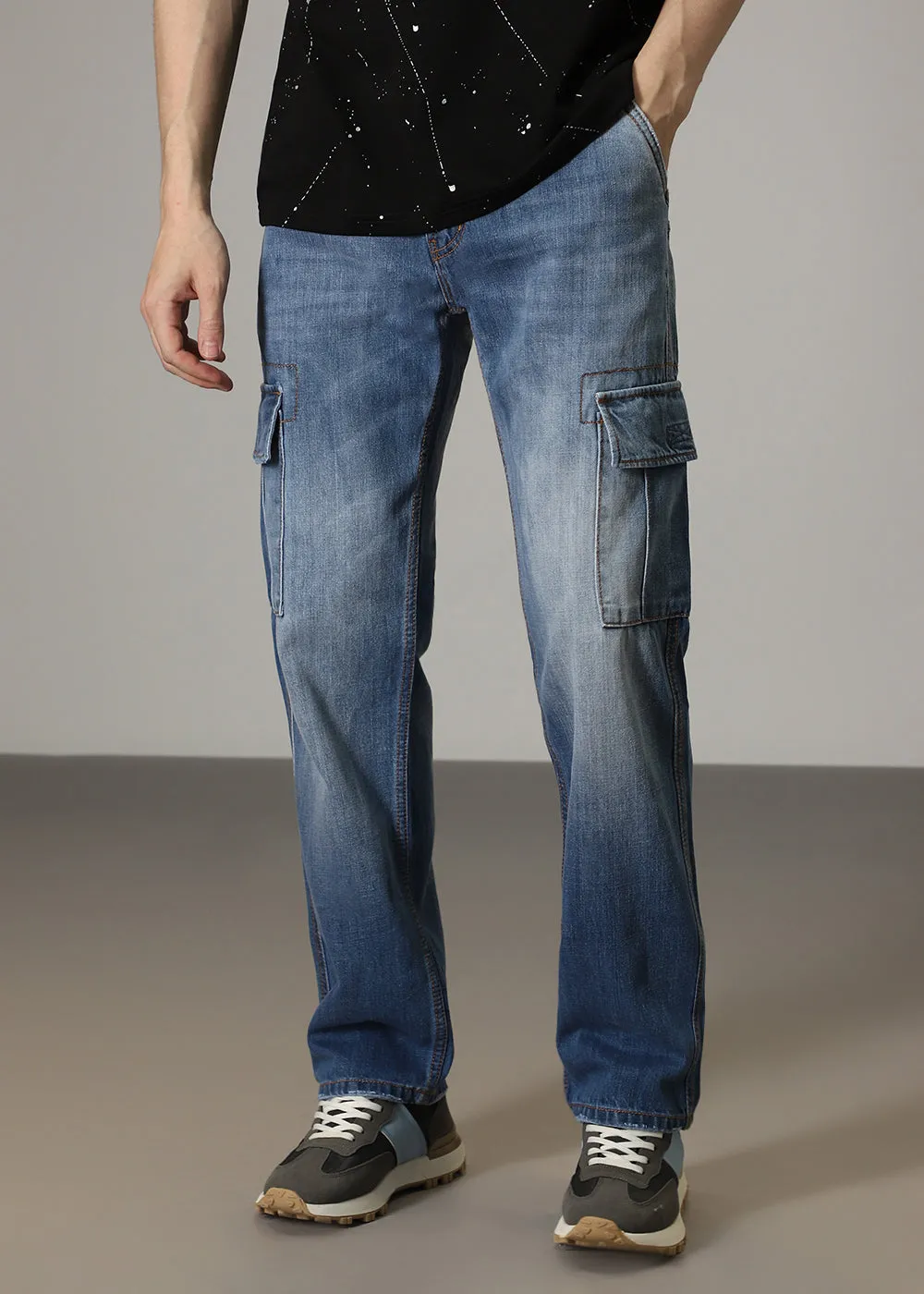 Aqua Blue Baggy fit Jeans