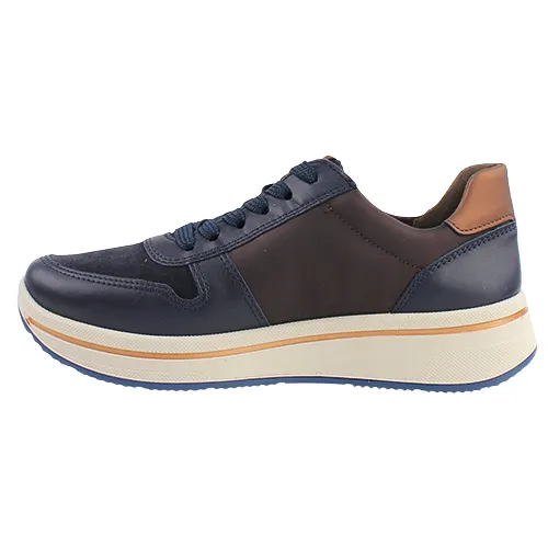 Ara Ladies Leather Trainers -  27540 - Navy