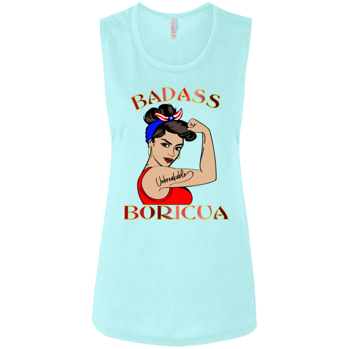 Badass Unbreakable Boricua Ladies' Flowy Muscle Tank