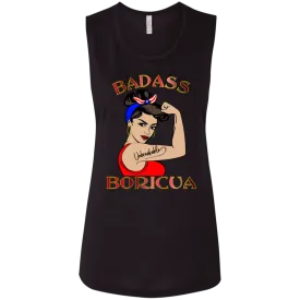 Badass Unbreakable Boricua Ladies' Flowy Muscle Tank