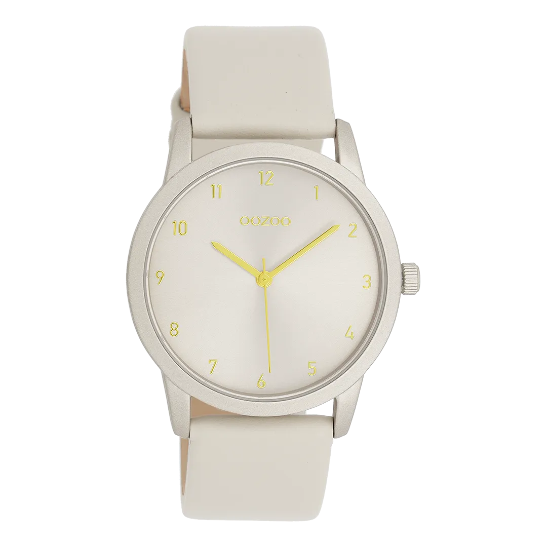 Beige OOZOO watch with beige leather strap - C11076