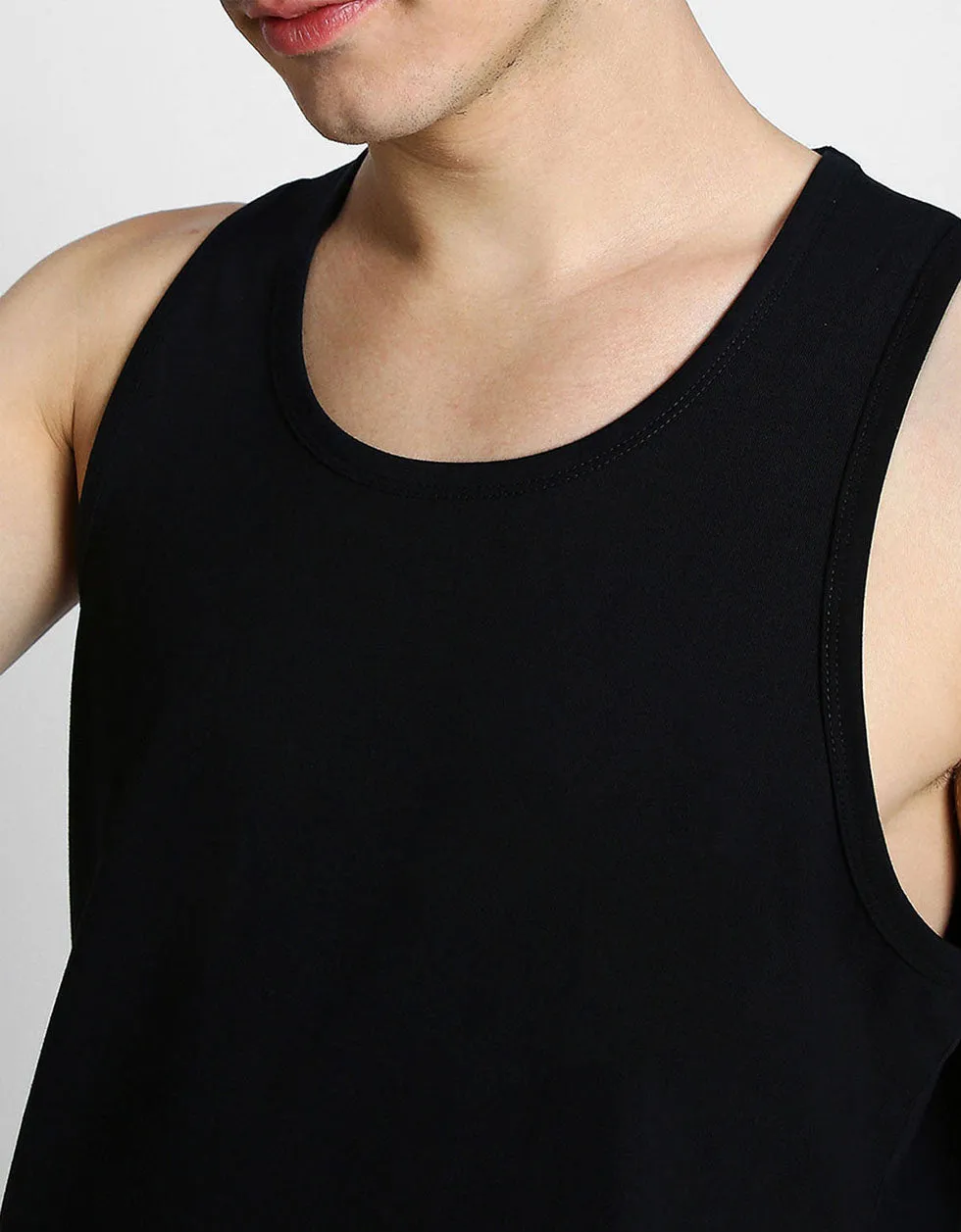 Black Solid Gym Vest