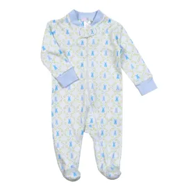 Blue Easter Bunnies Zipper Footie