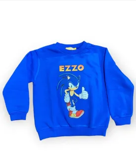 Blue Sweatshirt with Sonic Print  ( Sonic   Name )