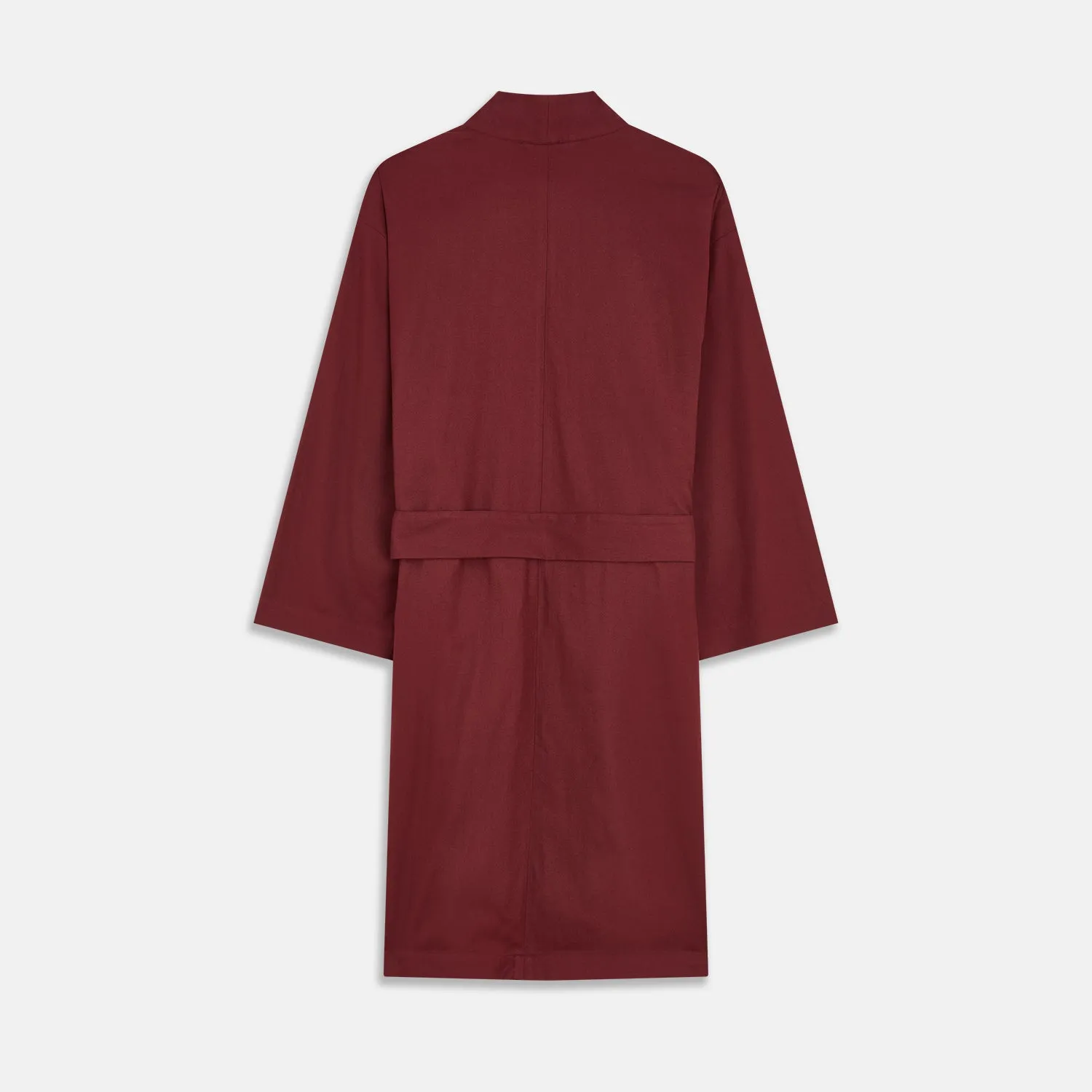 Burgundy Cotton-Cashmere Kimono Gown