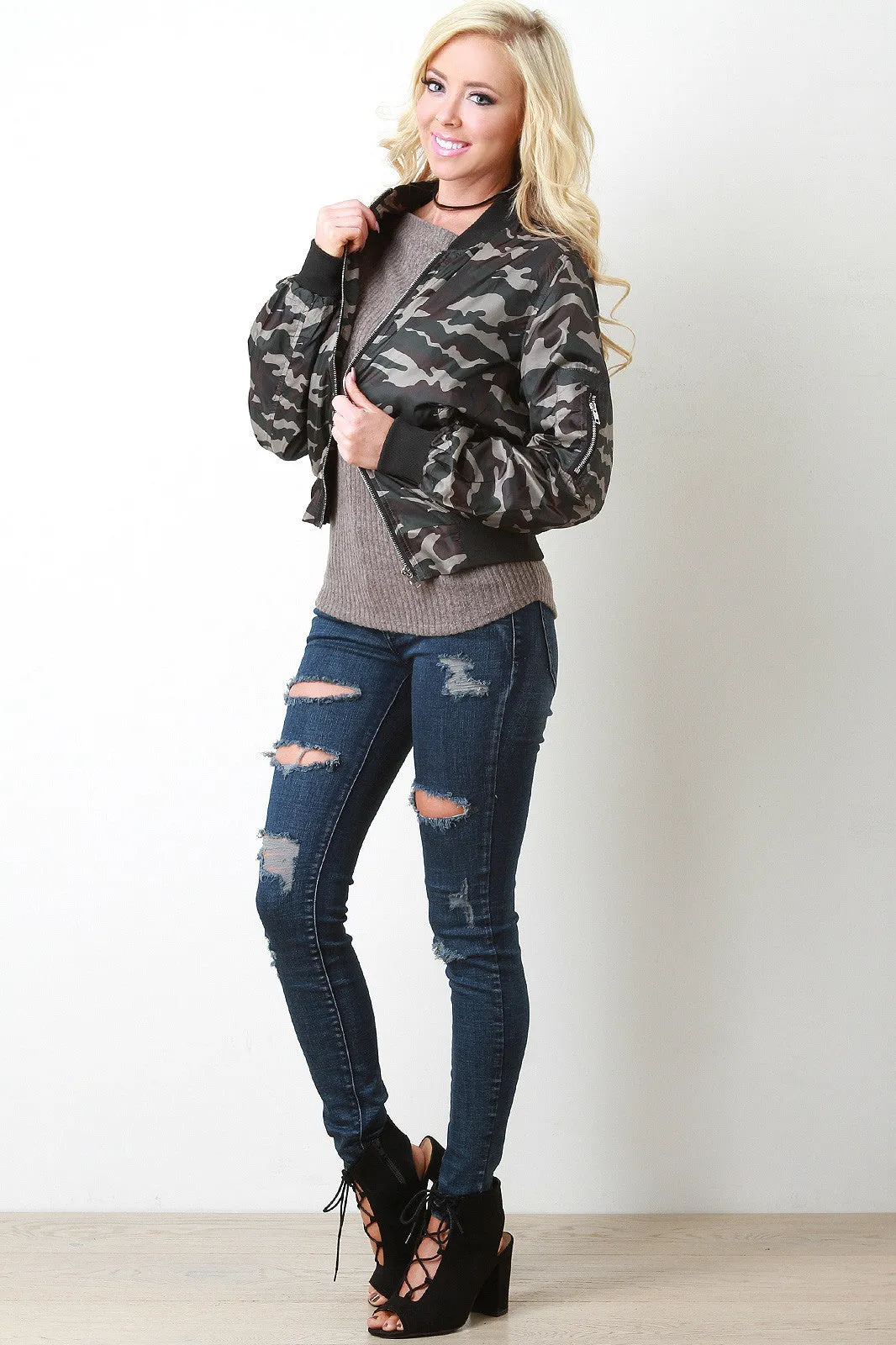 Camouflage Bomber Jacket