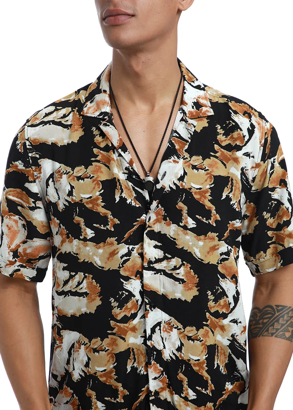 Caramel Brown Print Half sleeve shirt