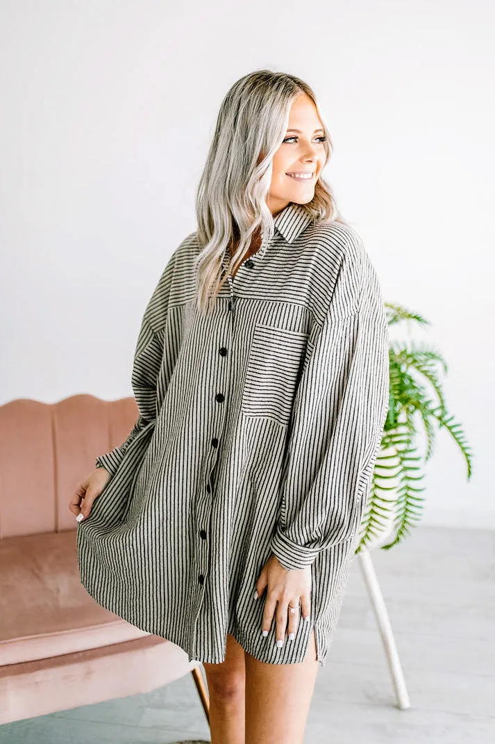 Celeste Chai Striped Button Up Tunic