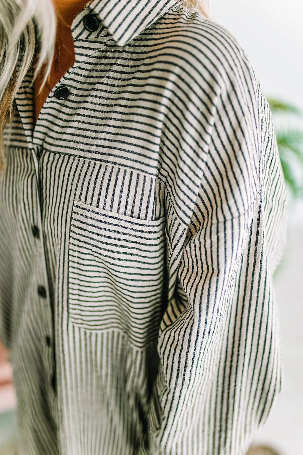 Celeste Chai Striped Button Up Tunic