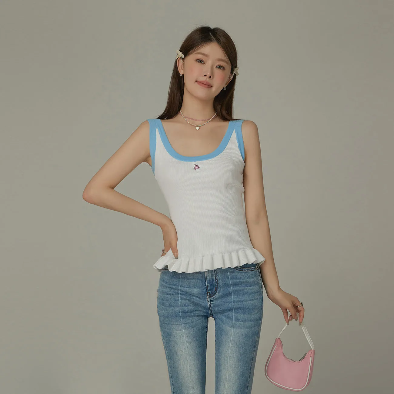 Cherry Detail Knit Sleeveless Top