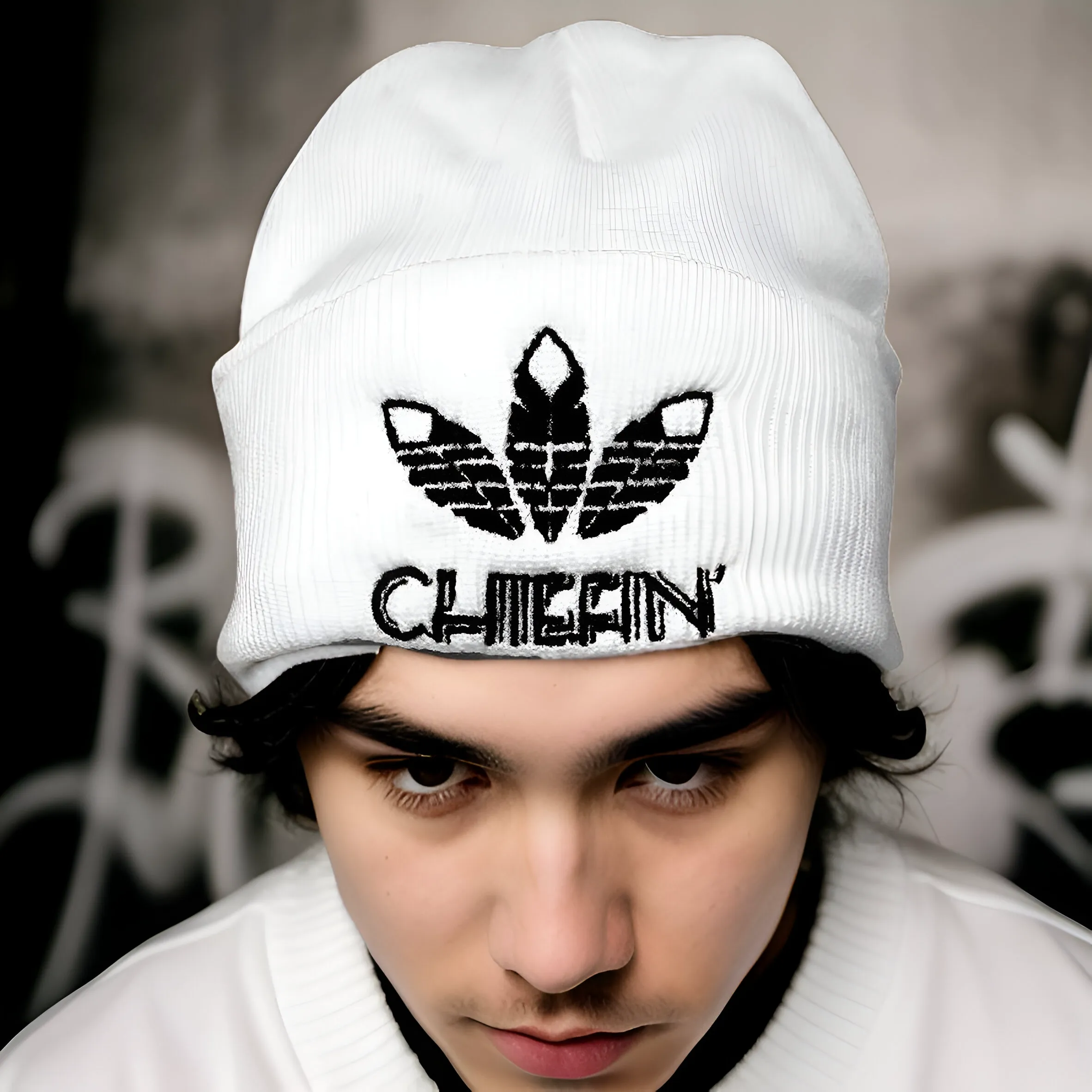 *Chiefin’* winter beanies (Embroidered)(White)