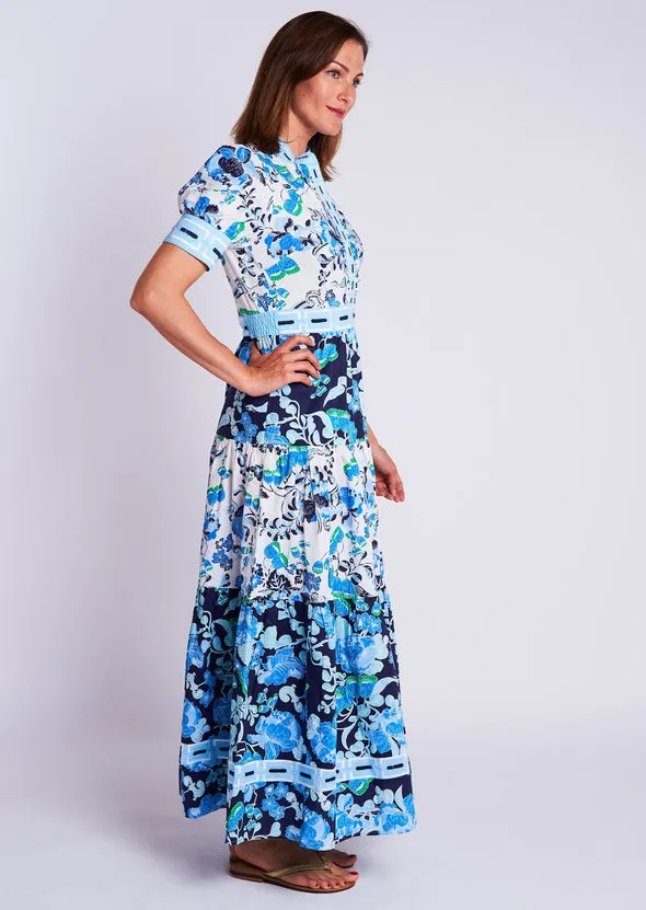 CK Bradley Annabelle Dress in Cordelia White/Blue Pattern