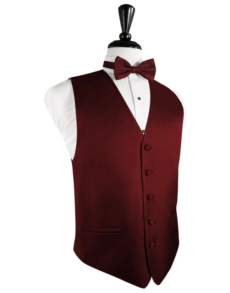 Claret Herringbone Tuxedo Vest