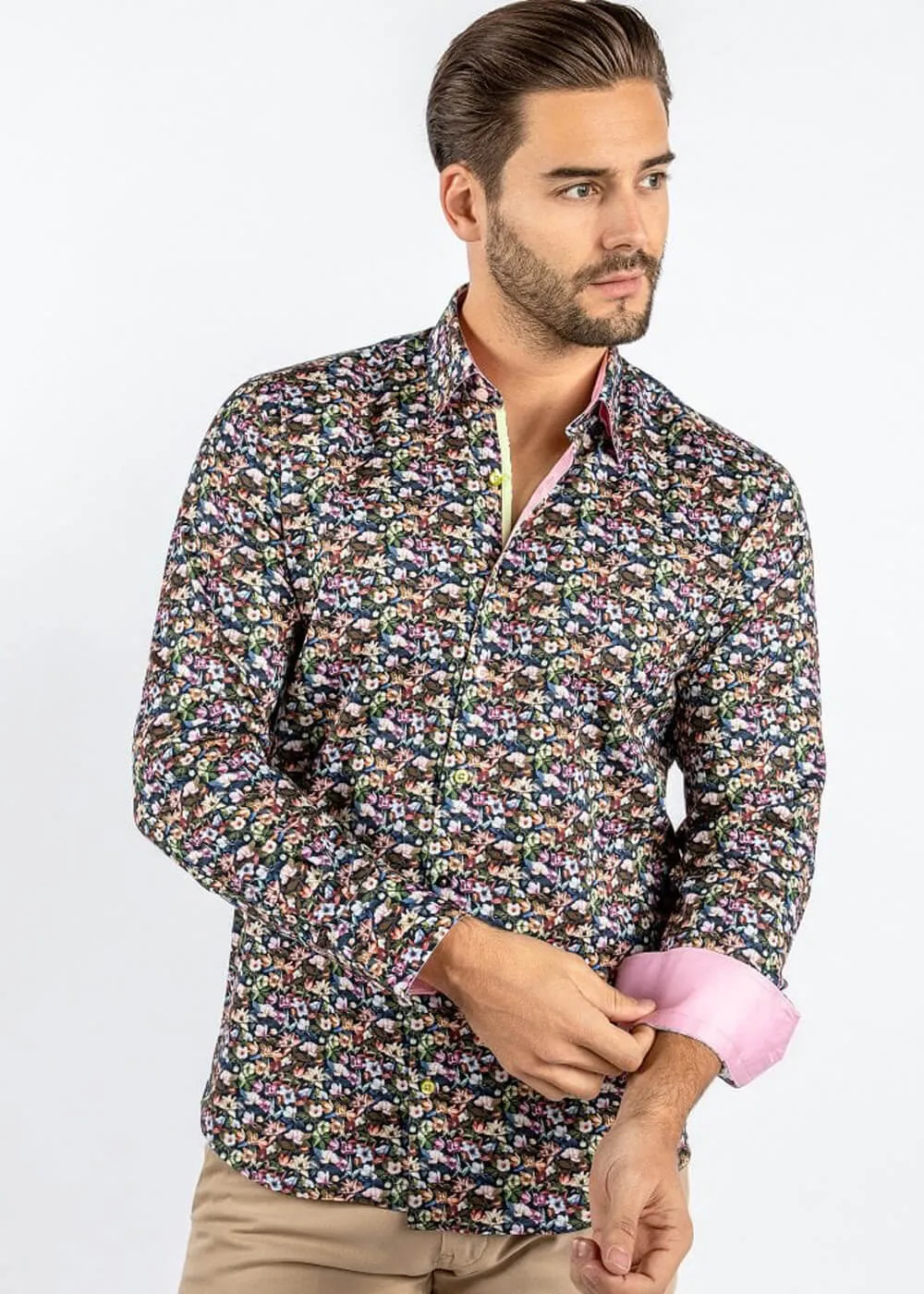 Mens Bold Black Floral Shirt by Claudio Lugli - Full On Design