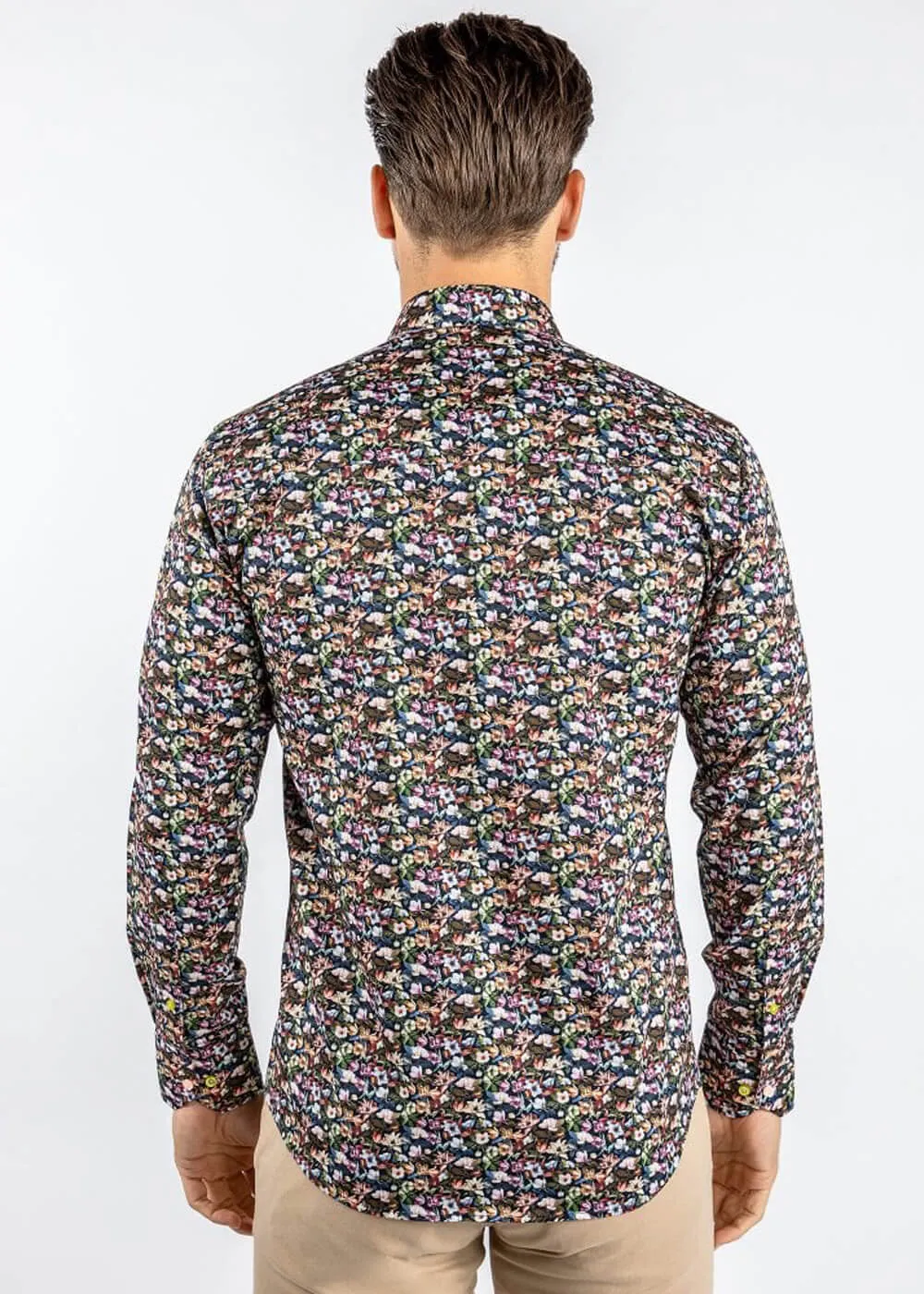 Mens Bold Black Floral Shirt by Claudio Lugli - Full On Design