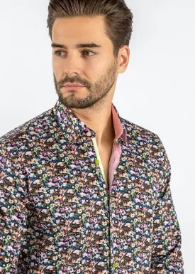 Mens Bold Black Floral Shirt by Claudio Lugli - Full On Design