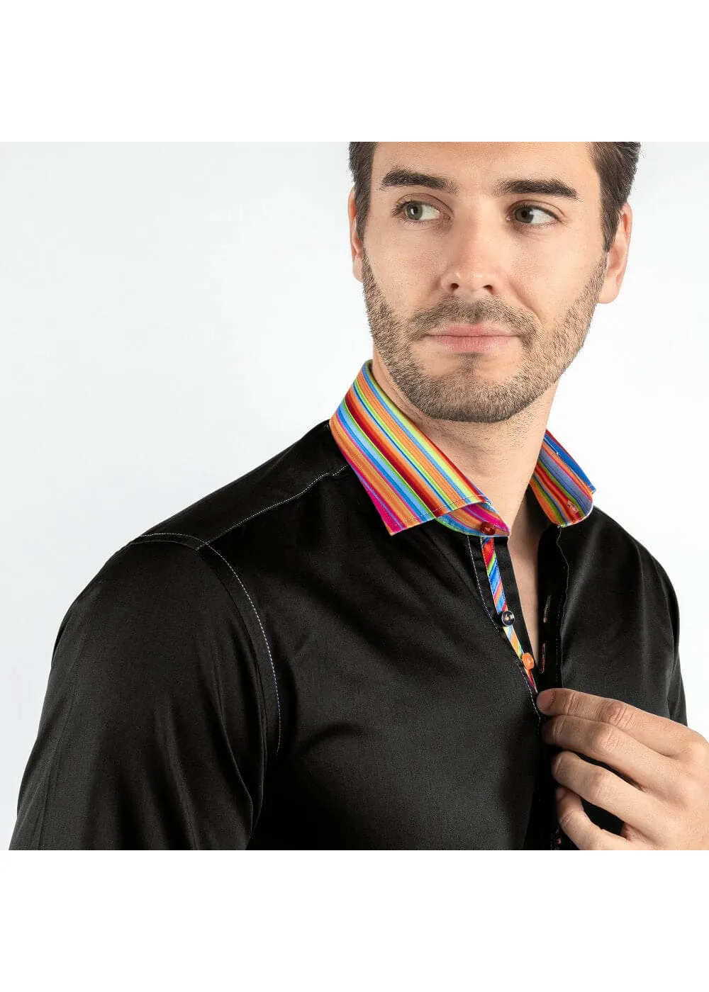 Claudio Lugli Men's Rainbow Touch Shirt Black