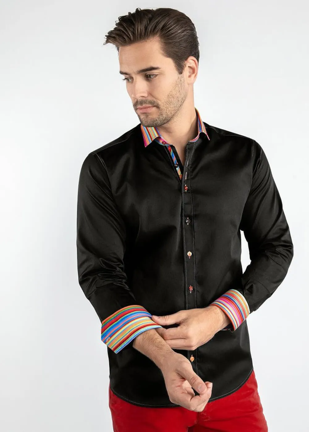 Claudio Lugli Men's Rainbow Touch Shirt Black