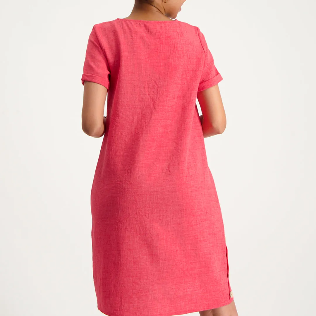 Coral Button Dress