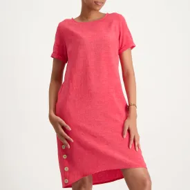 Coral Button Dress