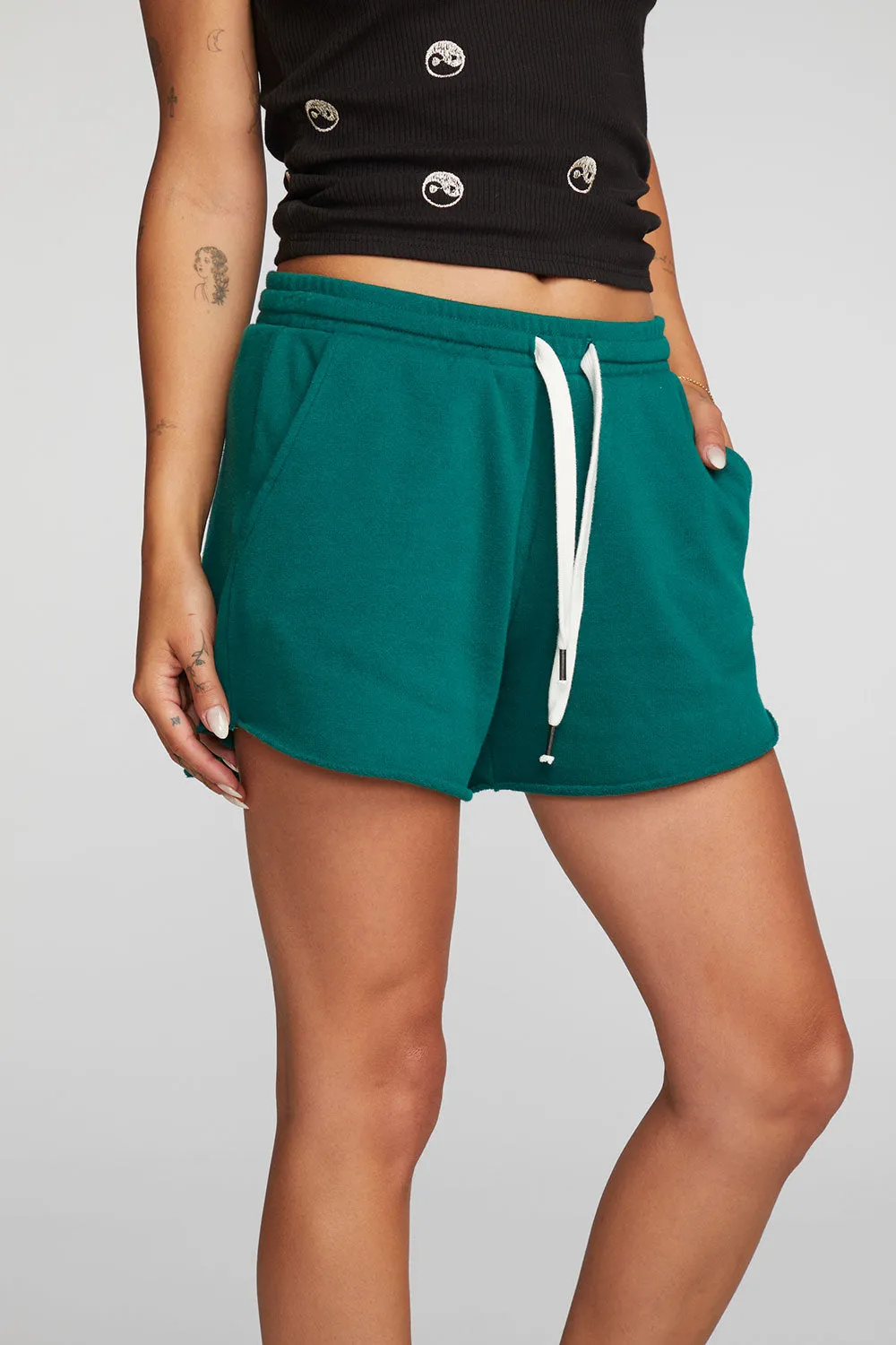 Cotton Fleece Shorts with Shoestring Tie