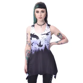 CROW NIGHT LACE PANEL VEST - BLACK/WHITE