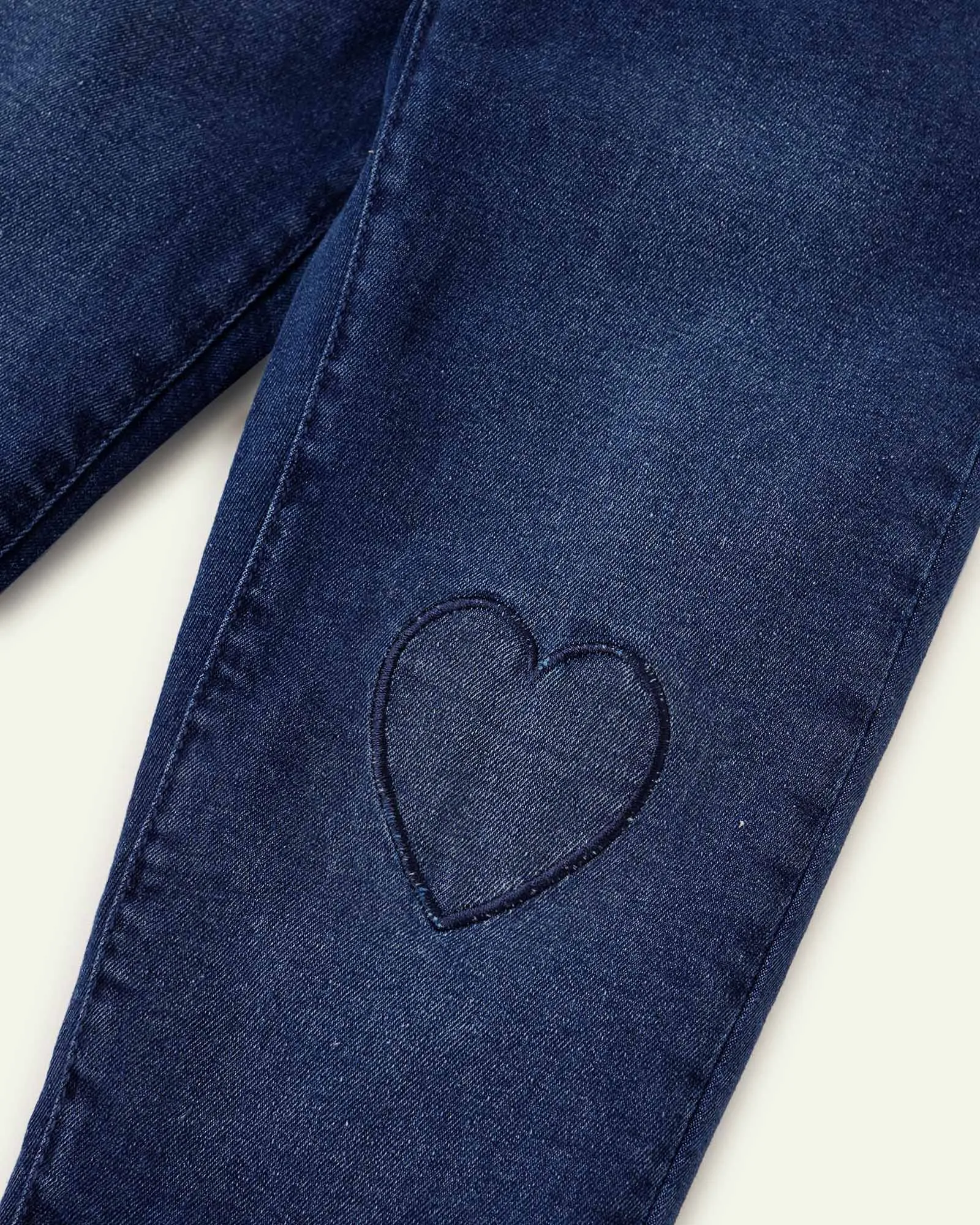 Embroidered Hearts Pull Up Jeans