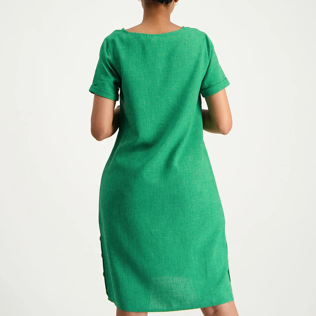 Emerald Button Dress