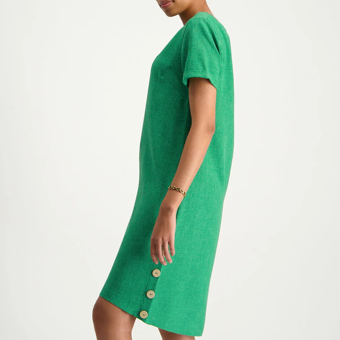 Emerald Button Dress