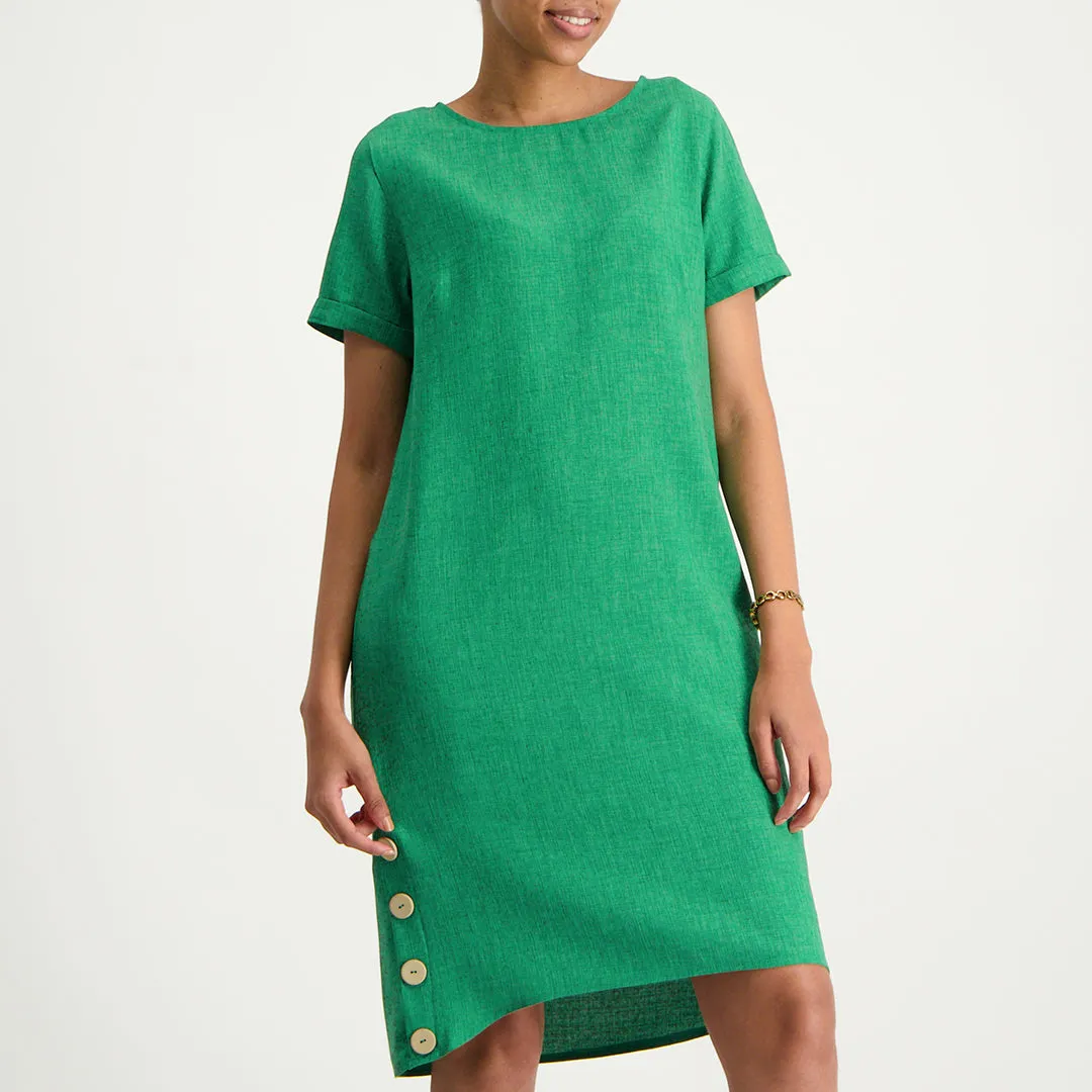 Emerald Button Dress