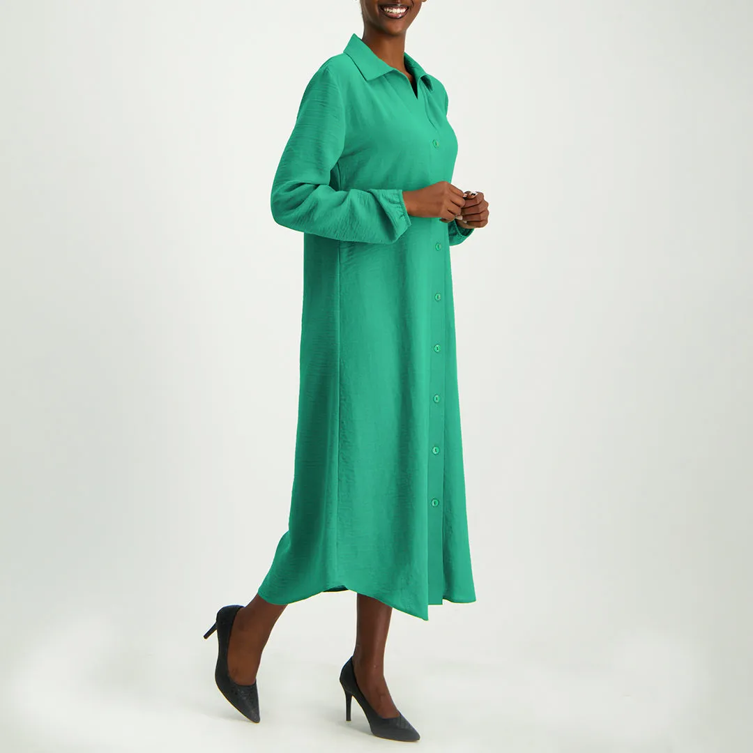 Emerald Button Dress