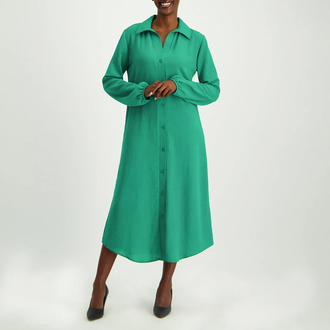 Emerald Button Dress