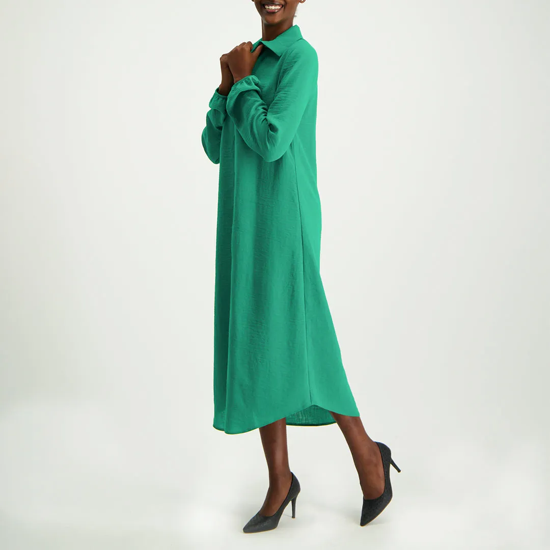 Emerald Button Dress