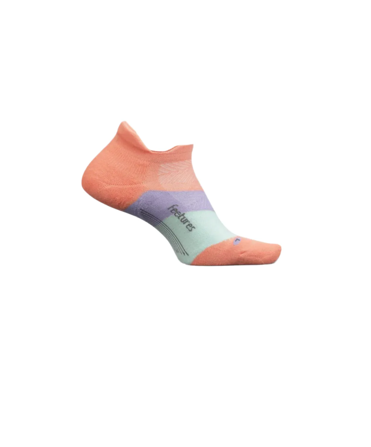 Feetures Elite Light Cushion No-Show Tab Pop Off Peach Socks