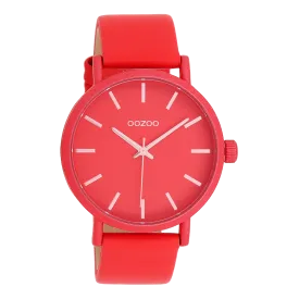 Fiery red OOZOO watch with chili pepper leather strap - C11179