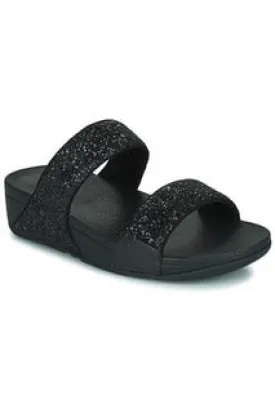 Fitflop Lulu Glitter Slides in Black Glitter