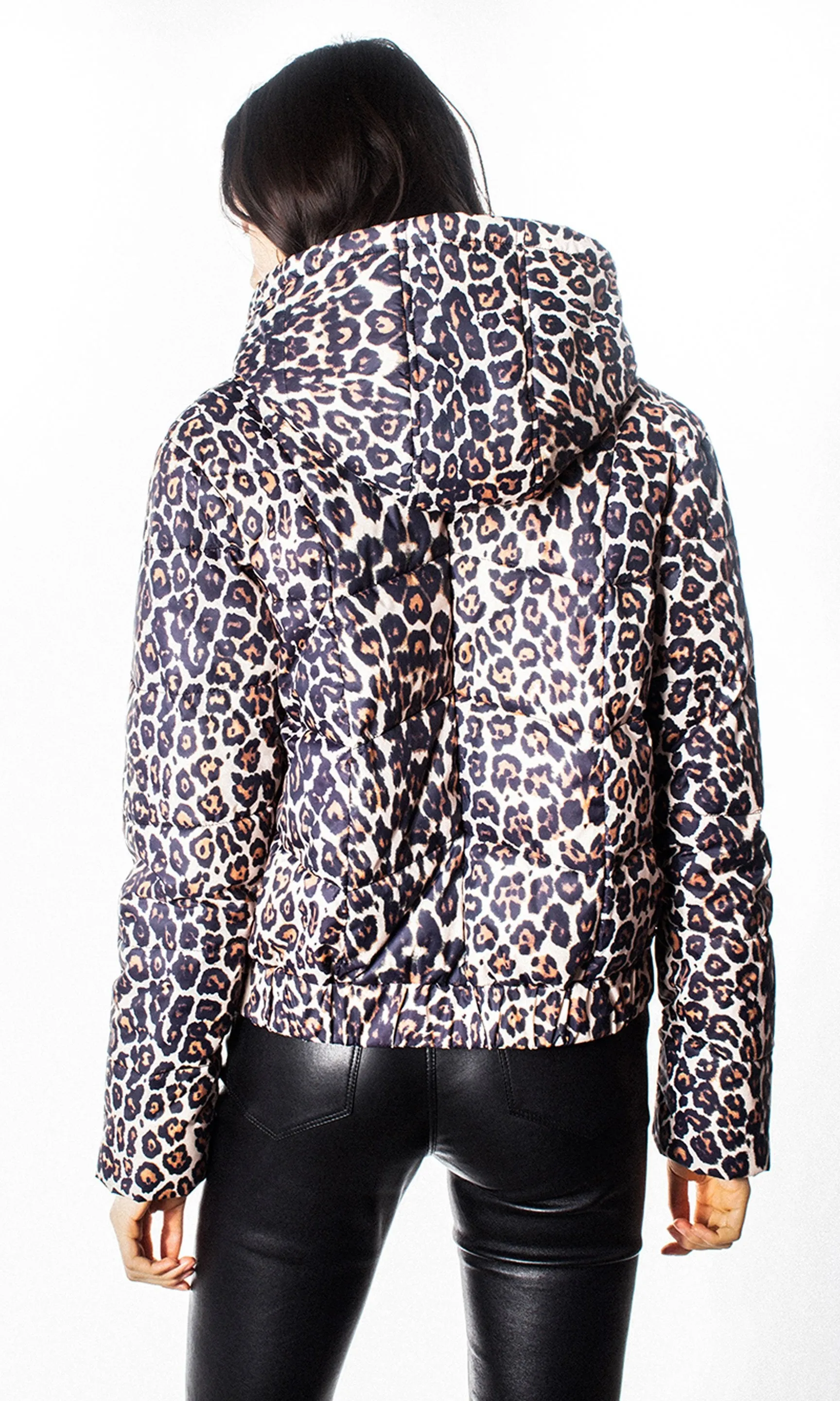 GENERATION LOVE HOODED LEOPARD PRINT PUFFER F19312