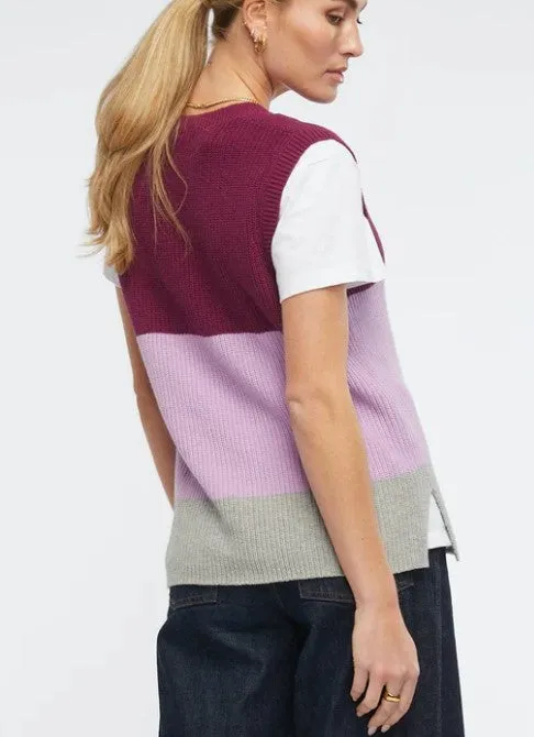 Geometric claret vest