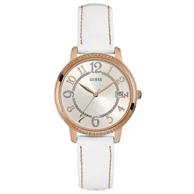 Guess GWW0930L1 Kismet Rose Gold Analog White Leather Strap